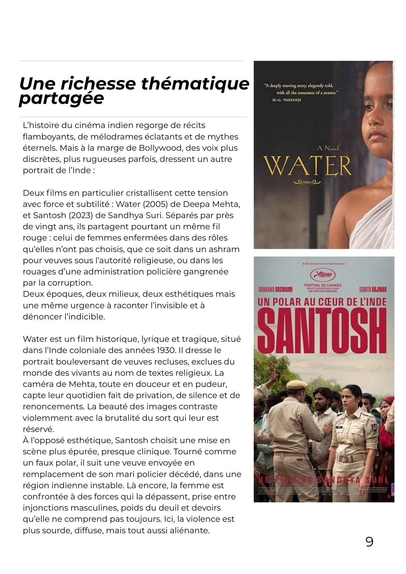 Cinéphilo Voir au delà de l'image : Santosh / Water.