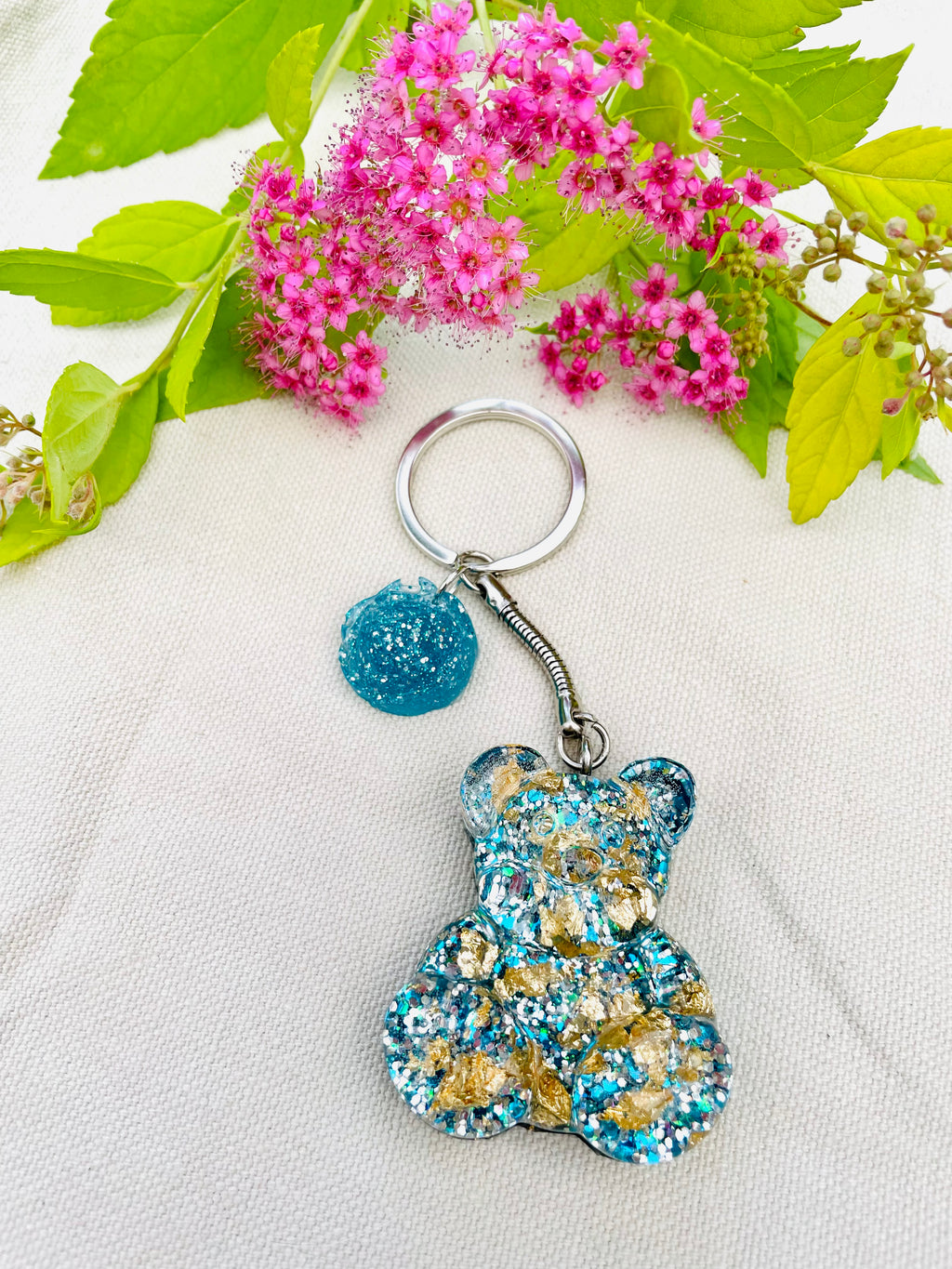 Porte-clefs, ourson en résine