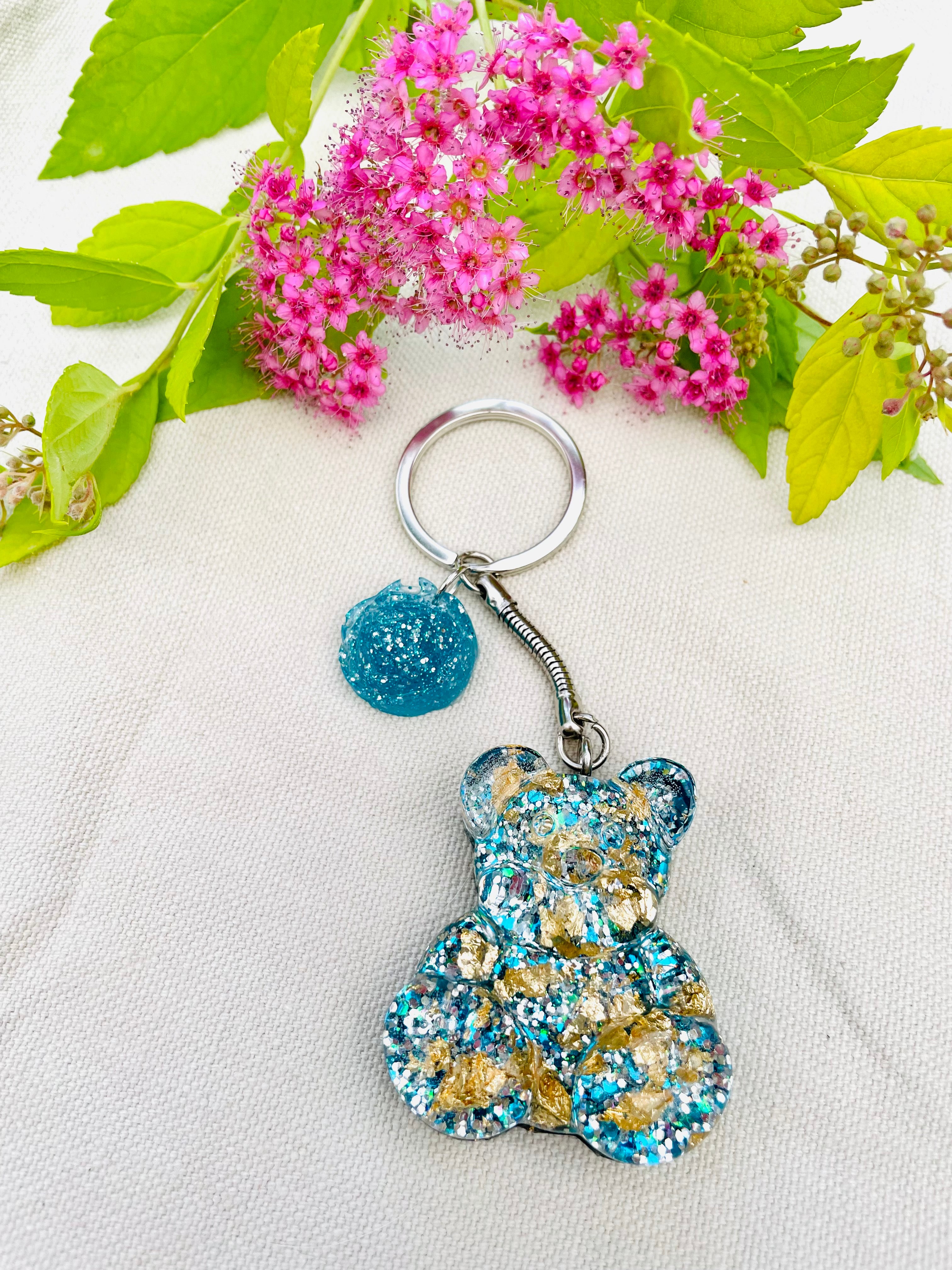 Porte-clefs, ourson en résine