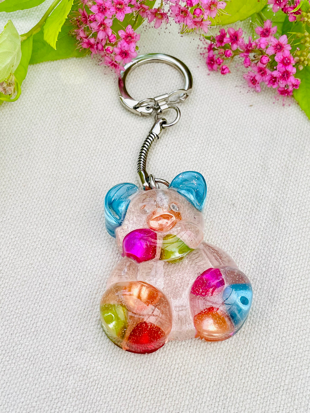 Porte-clefs, ourson en résine